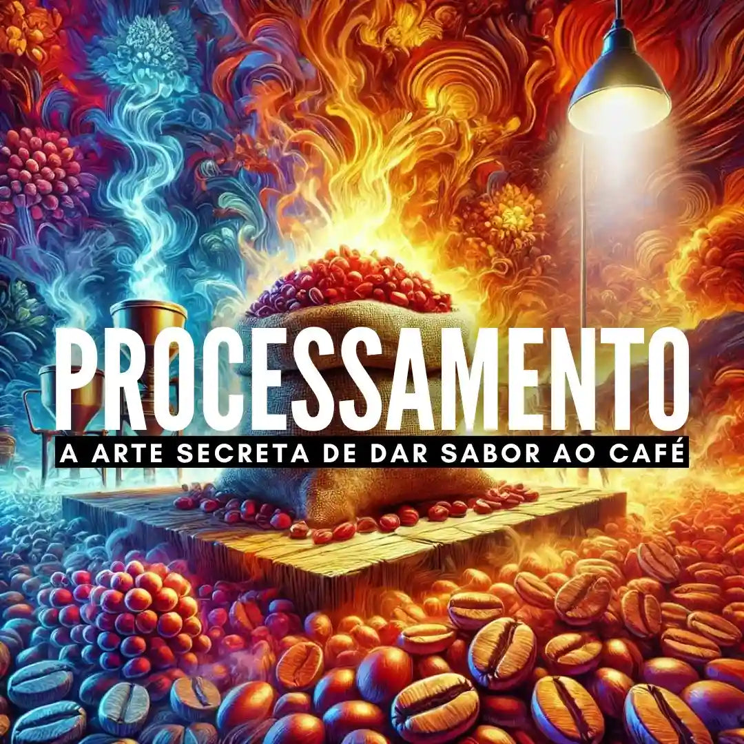 Processamento de café com foco em sacos de grãos de café e técnicas de processamento